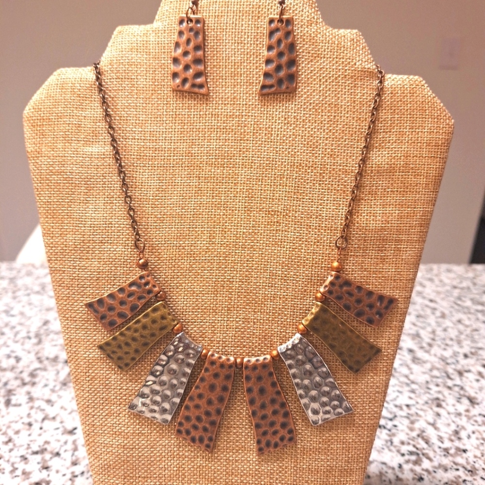 Bronze Necklace and Earrings